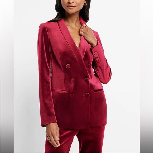 Express | Elegant Burgundy Double-Breasted Women's Blazer Size XS NWT - Picture 1 of 12